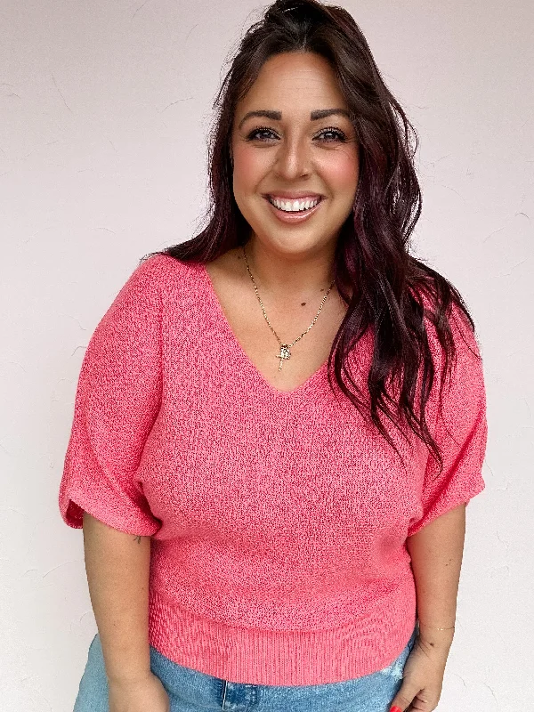 Coral Horizon Pullover Short Sleeve Top