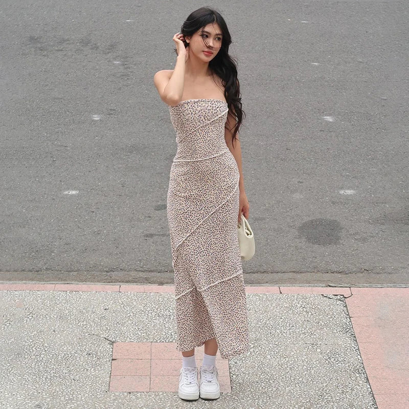 Bonnyshow Spring New Dress Women Gray Sexy Strapless Sleeveless Slim Elegant Dresses Fashion Streetwear Female Pullover Casual Clothing Hooded Pullover Sweater