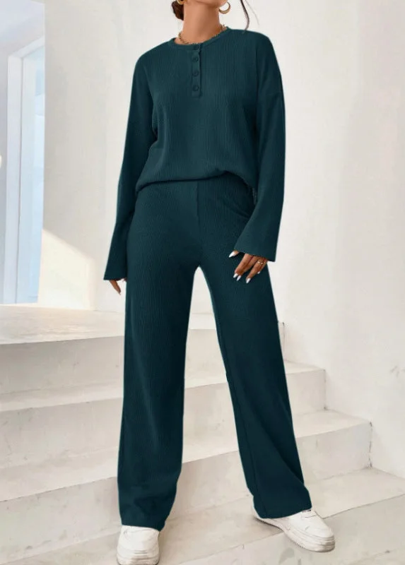 Women's casual round neck pullover sweatshirt and trousers two-piece set Open Front Cardigan
