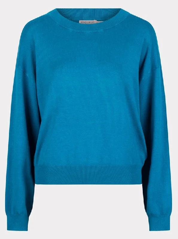 Sweater Boxy Basic Knit [Petrol-F2307538] Lightweight Heavyweight Midweight