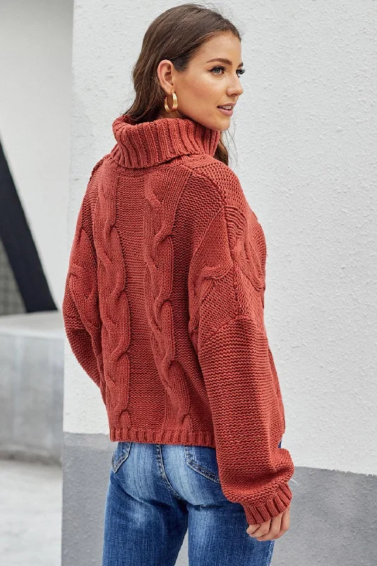 Women's Cuddle Approved Cable Knit Handmade Turtleneck Sweater Boat Neck Shawl Collar Notched Collar
