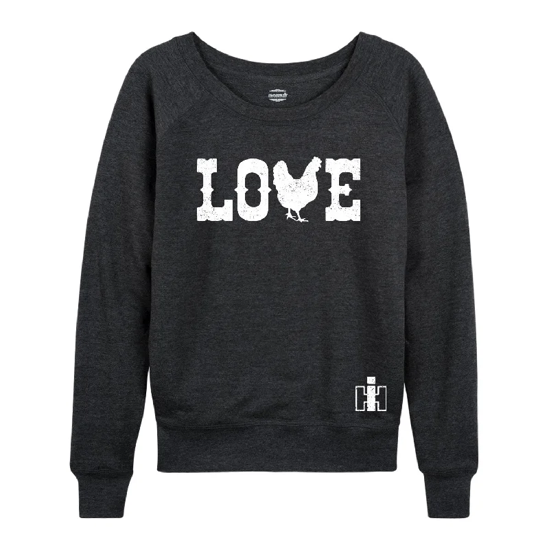 Love Chickens Womens French Terry Pullover Cowl Neck Pullover