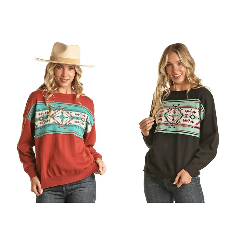Rock & Roll Women's Aztec Pullover Kimono Neck Pullover