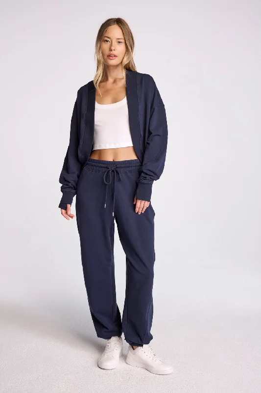 HAYLEN FRENCH TERRY JACKET - NAVY Cotton Jacket Linen Jacket Terry Jacket