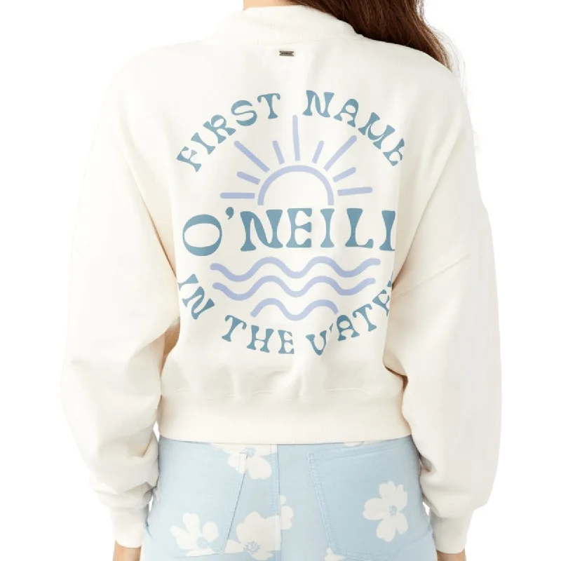 O'Neill Moment Crop Pullover in Winter White Flutter Sleeve Feminine