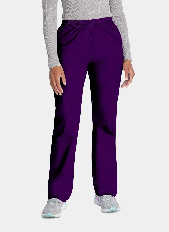 Dickies EDS Signature Ladies Natural Rise Tapered Leg Pull-On Scrub Trousers DKE86106 - Eggplant Trousers Designer Luxury