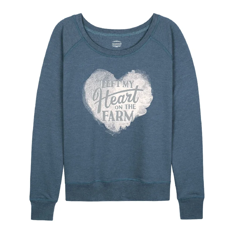 Left My Heart On The Farm Case IH Womens French Terry Pullover Slim Sleeve Pullover