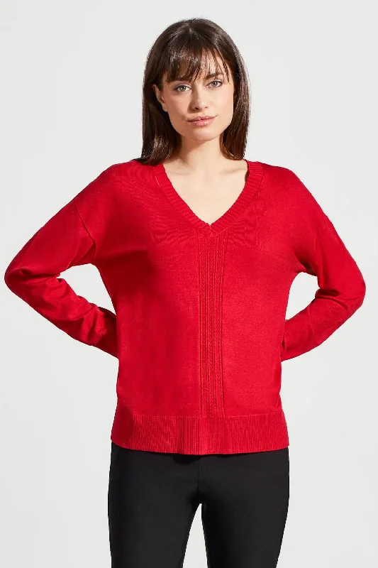 Long Sleeve Mock Neck Sweater [Scarlet-1924O] Machine Wash Dry Clean Hand Wash