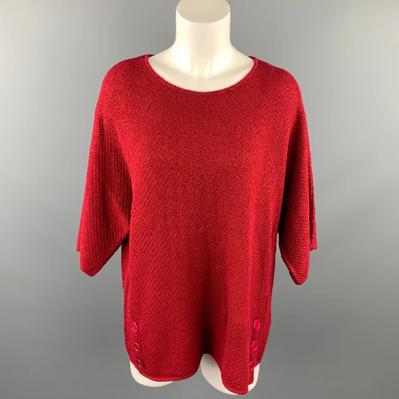 GERARD DAREL Size M Red Knitted Textured Wool / Acrylic Pullover Peter Pan Collar