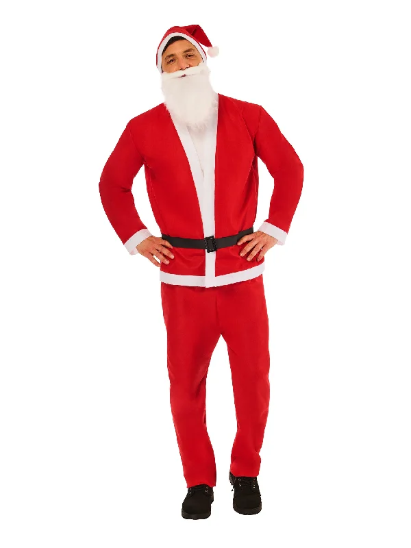 Santa Mens Top Trousers Belt Hat Beard Costume Trousers Corduroy Warm
