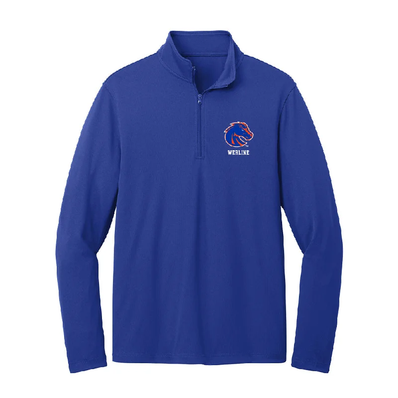 Boise State - NCAA Women's Gymnastics : Mahleea Werline - Lightweight Quarter Zip Jacket Zip Front Button Front Snap Front Boise State - NCAA Women's Gymnastics : Mahleea Werline - Lightweight Quarter Zip Jacket Zip Front Button Front Snap Front