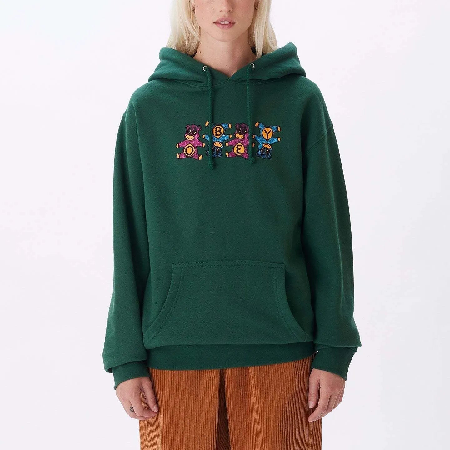 OBEY Women's Obey Circus Bears Pullover Hoodie Dark Green Thin Wool Pullover