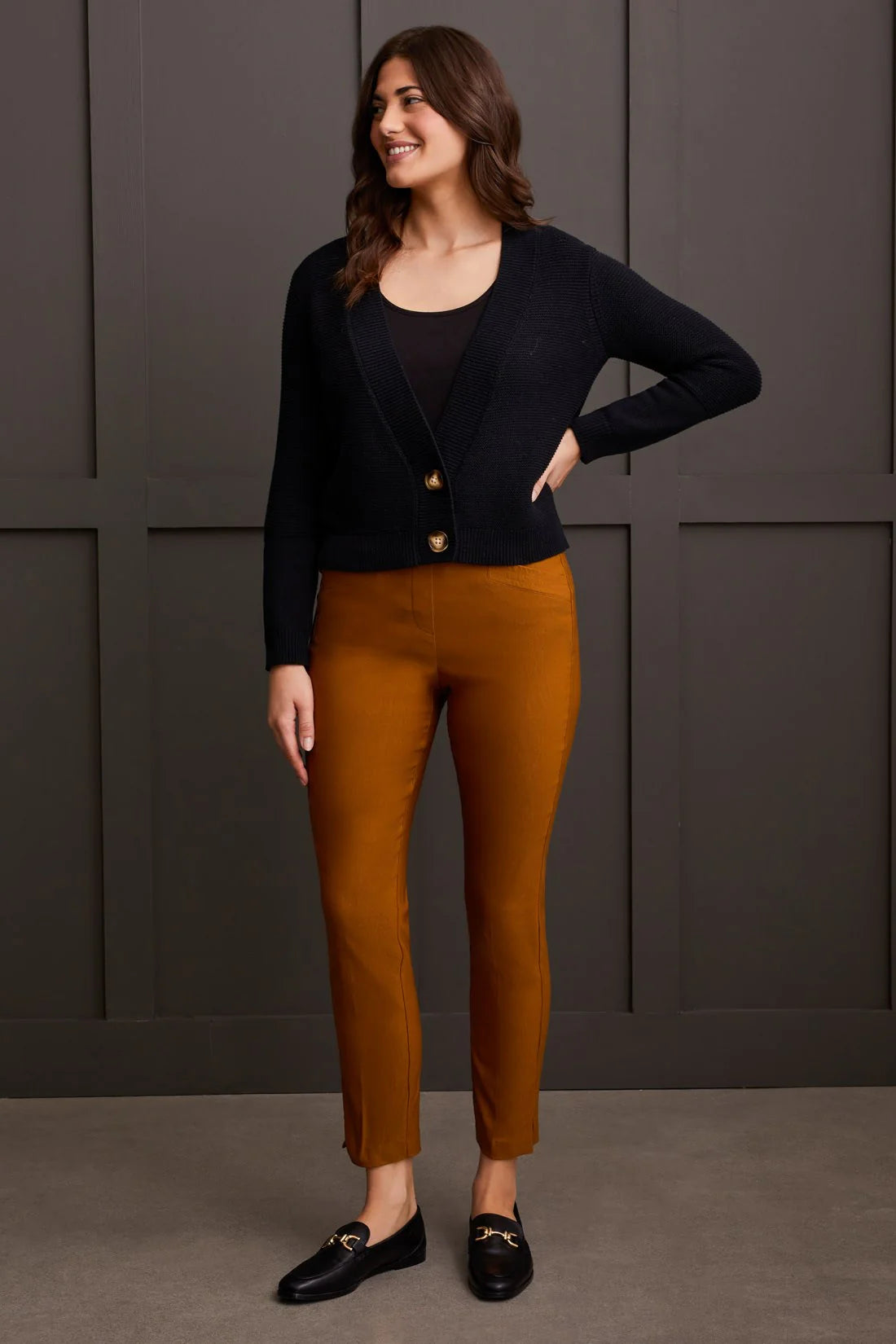 Long Sleeve Crop Sweater [Black-1865O] Glossy Satin Silk