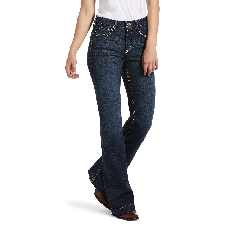 Ariat Women's Ella Slim Wide Leg High Rise Trouser Fit Denim Trousers cozy soft
