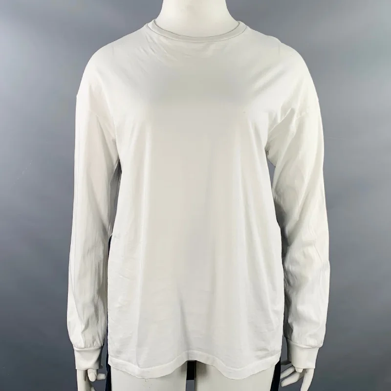 STELLA McCARTNEY Size L White Burgundy Navy Cotton Logo Pullover Fine Merino Wool