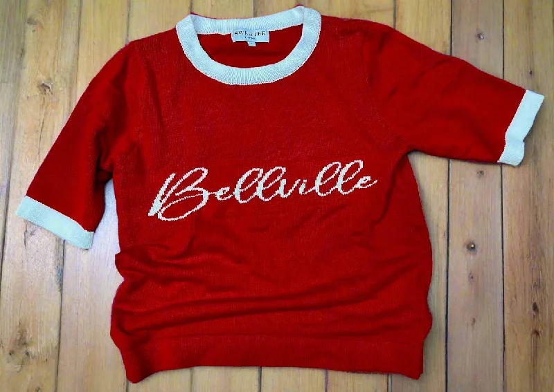Bellville Ringer Sweater Turtle Neck Boat Neck Asymmetrical Neck