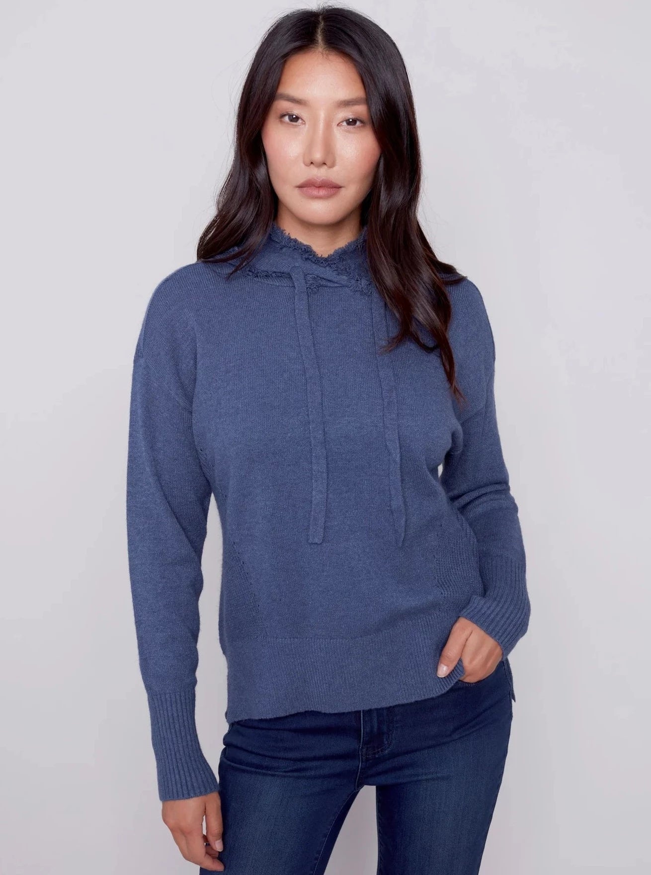 Charlie B Pullover [Denim-C2416] Tight Sleeve Top