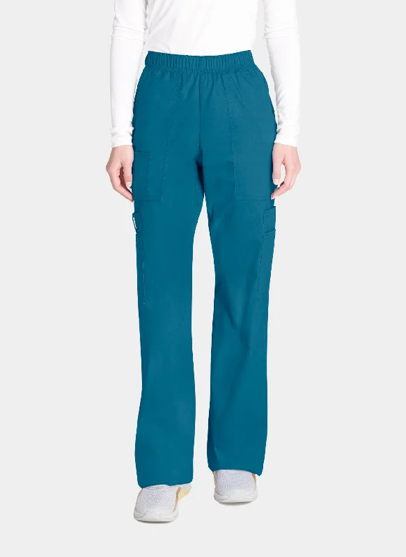 Cherokee Core Stretch Mid Rise Pull-On Cargo Scrub Trousers WWE4005 - Caribbean Trousers Leisure Comfortable Cherokee Core Stretch Mid Rise Pull-On Cargo Scrub Trousers WWE4005 - Caribbean Trousers Leisure Comfortable