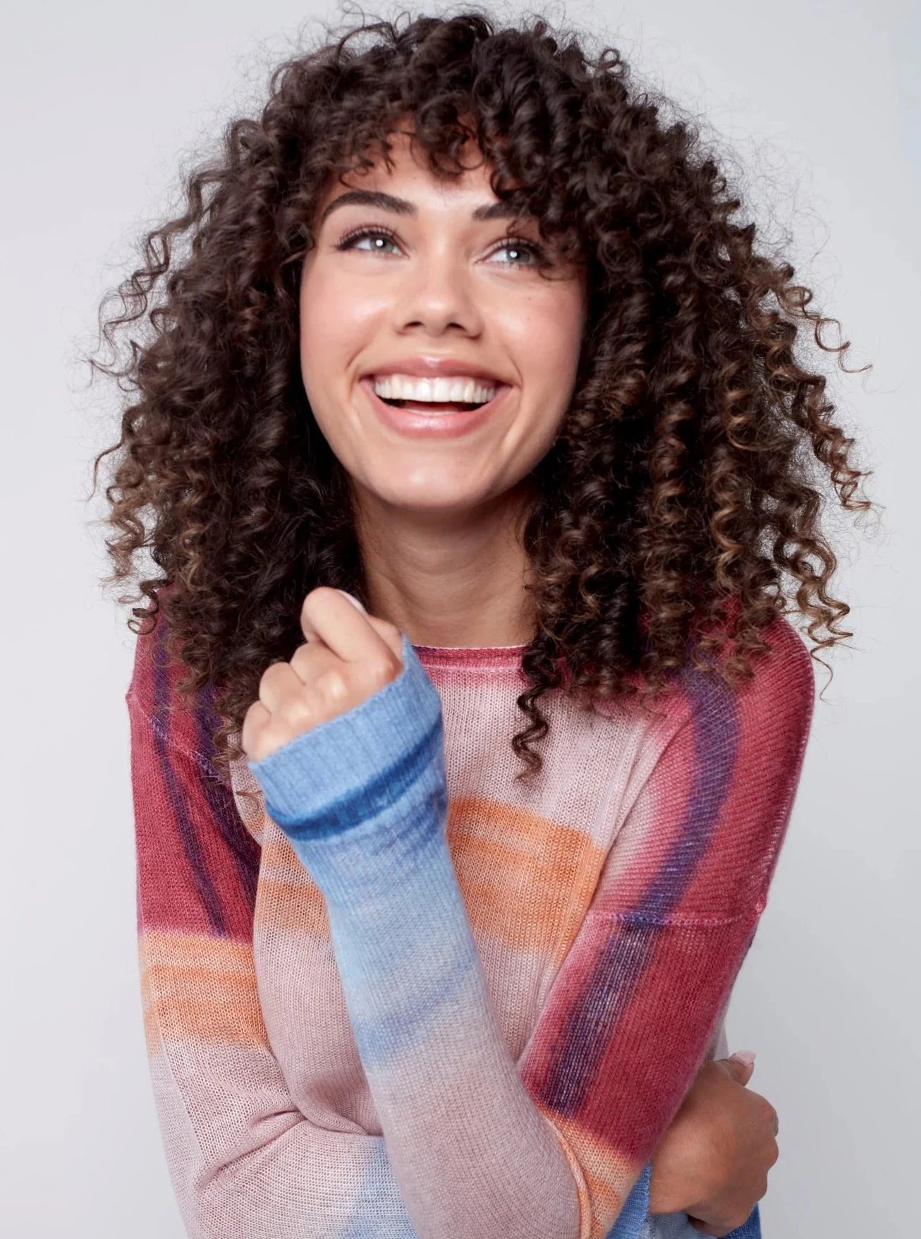 Crewneck Drop Shoulder Sheer Knit Printed Sweater [Multi-C2577] Long Sweater Short Sweater Cropped Sweater
