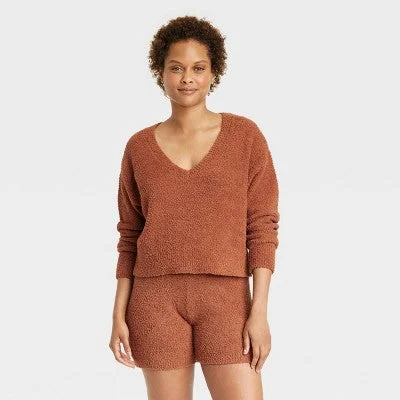 Women's Cozy Yarn Pullover Sweater - Stars Above Long Sleeve Pullover