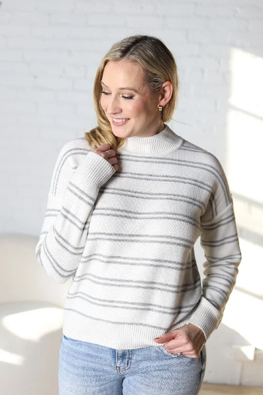 Zaria Double Stripe Sweater Spandex Blend Rayon Blend Denim Blend