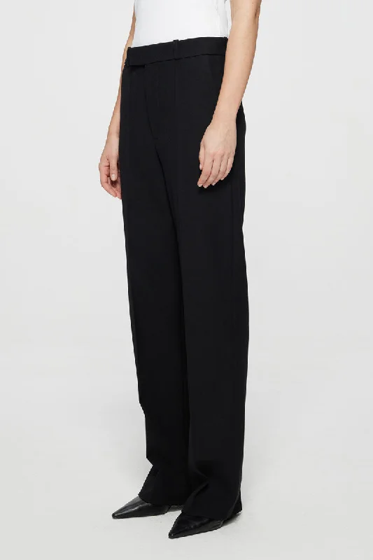 Straight Leg Tailored Trousers - Black Trousers Velvet Soft