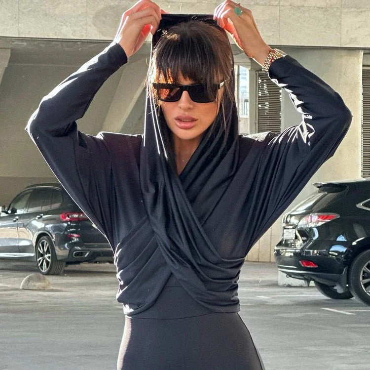 New Fashion Long Sleeve Cross Tied Top – Slim Fit Ultra-Short Streetwear Pullover Bardot Neck Top New Fashion Long Sleeve Cross Tied Top – Slim Fit Ultra-Short Streetwear Pullover Bardot Neck Top