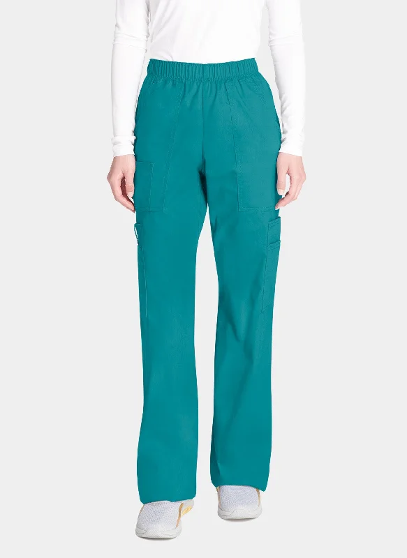 Cherokee Core Stretch Mid Rise Pull-On Cargo Scrub Trousers WWE4005 - Teal Trousers Running Lightweight Cherokee Core Stretch Mid Rise Pull-On Cargo Scrub Trousers WWE4005 - Teal Trousers Running Lightweight