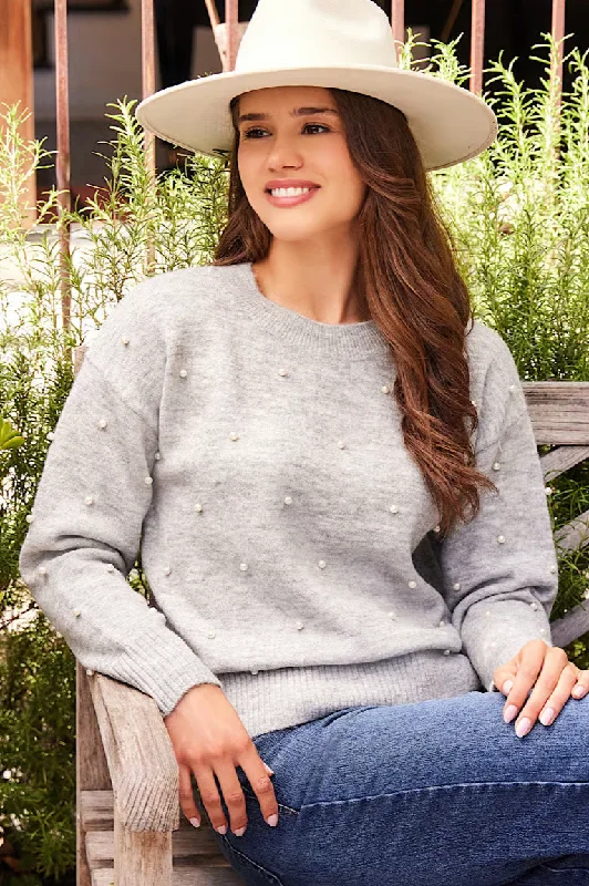 Pearl Sweater [LHG-4L89841] Beaded Sweater Sequined Faux Fur