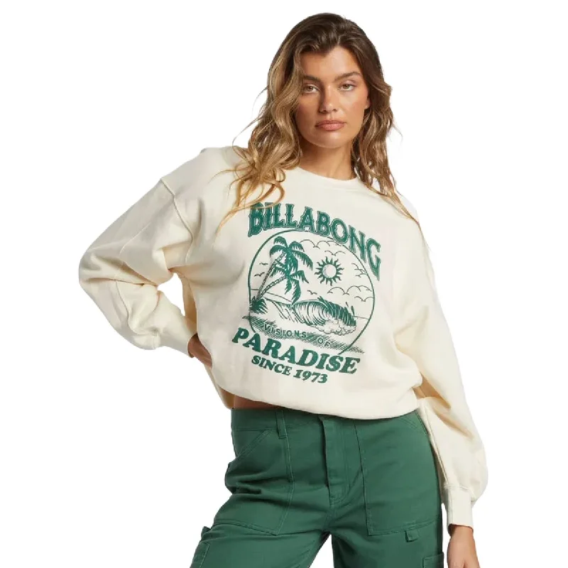 Billabong Fresh Take Pullover Sweatshirt in White Cap Slouchy Comfort Pullover