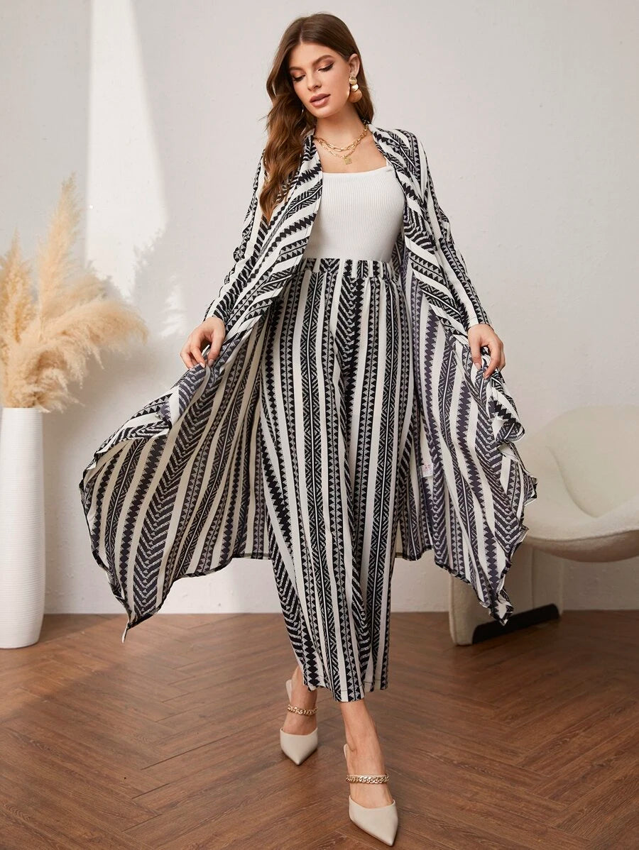Najma Women's Print Trousers And Coat Sets Trousers Corduroy Warm