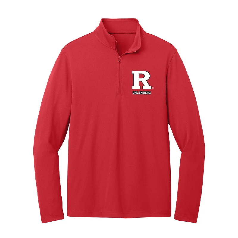 Rutgers - NCAA Women's Gymnastics : Donna Uhlenberg - Lightweight Quarter Zip Jacket Notch Collar Peter Pan Collar Cowl Neck