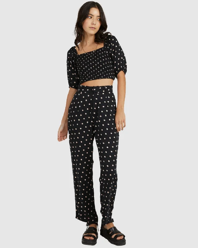 Jizzy Trouser Pants - True Black Trousers Leather Faux