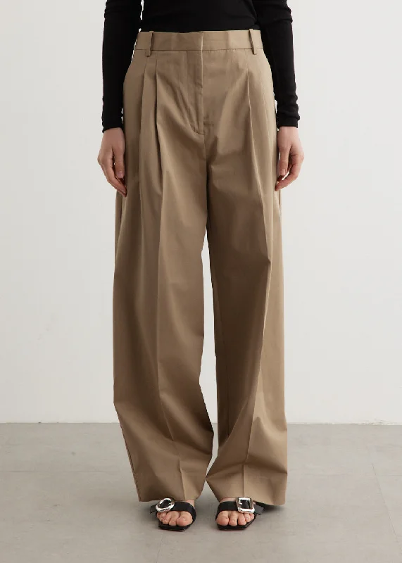 Wide Leg Pleated Chino Trousers Trousers Custom Made