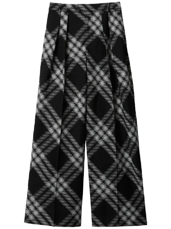 Vintage Check wool trousers Trousers fashionable trendy