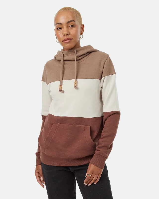 TENTREE Women's TreeFleece Blocked Banshee Pullover Hoodie Pine Bark/Silver Cloud Grey/Mesa Red Alpaca Blend Soft TENTREE Women's TreeFleece Blocked Banshee Pullover Hoodie Pine Bark/Silver Cloud Grey/Mesa Red Alpaca Blend Soft