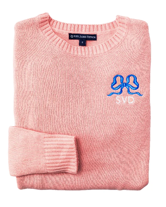 Bow Monogram Sweater Welt Pockets Slit Pockets Flap Pockets
