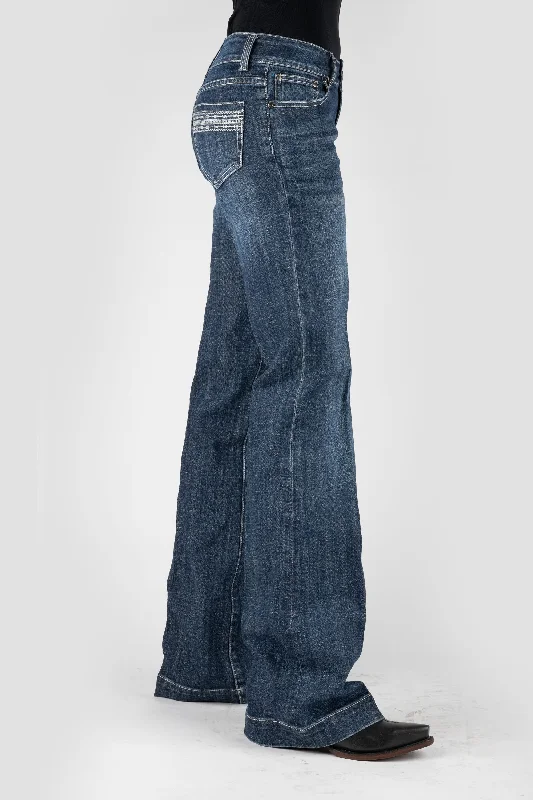 Women's Tin Haul Dark Wash Mid Rise Western Trouser Jeans Trousers Sale Discount