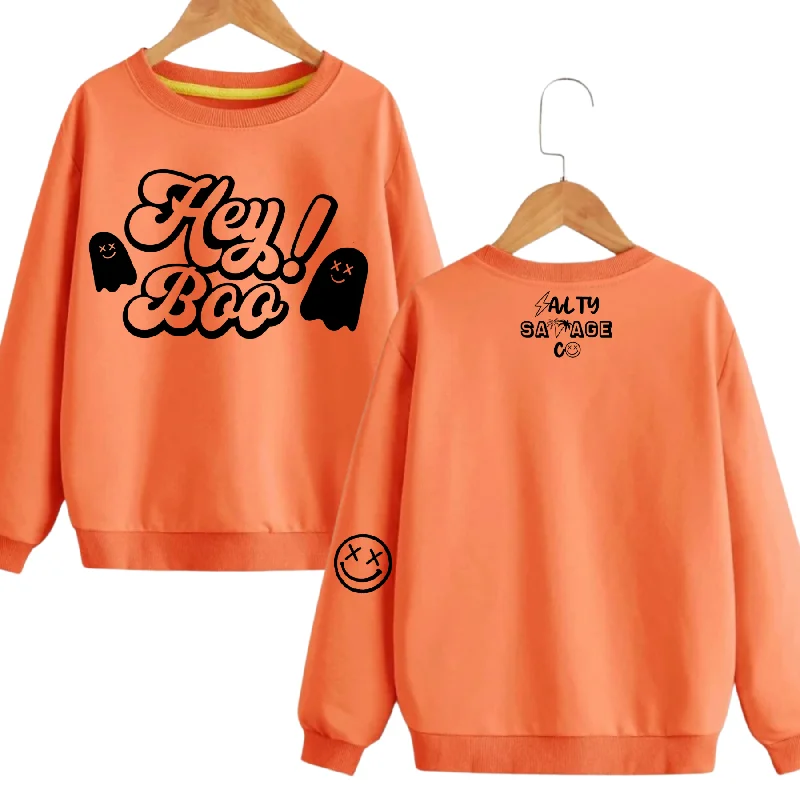 Salty Savage Unisex YOUTH “HEY BOO" Long Sleeve Pullover Sweatshirt Turtleneck Warm Pullover Salty Savage Unisex YOUTH “HEY BOO" Long Sleeve Pullover Sweatshirt Turtleneck Warm Pullover