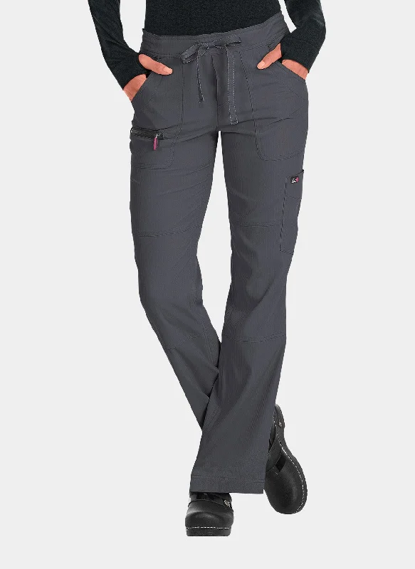 Koi Lite Peace Scrub Trousers - Charcoal Wide Leg Loose Fit Mid Waist
