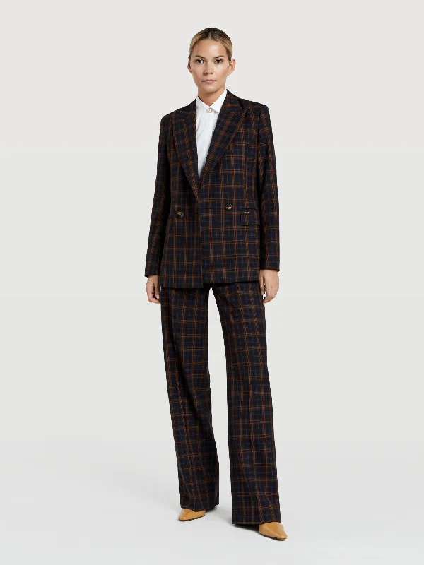 Check wide leg trousers Trousers Office Stylish