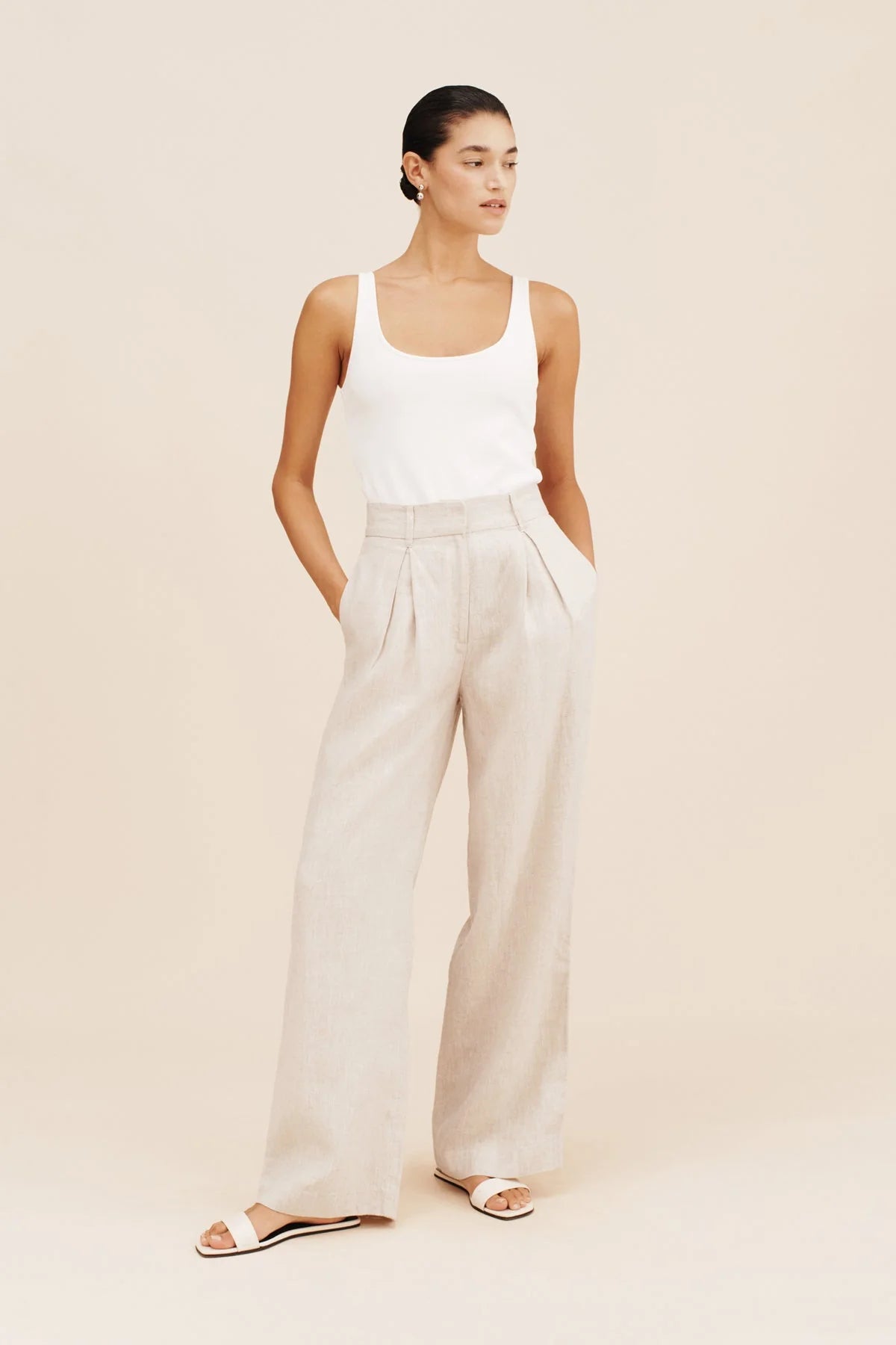 Presley Trouser - Natural Trousers Leather Faux