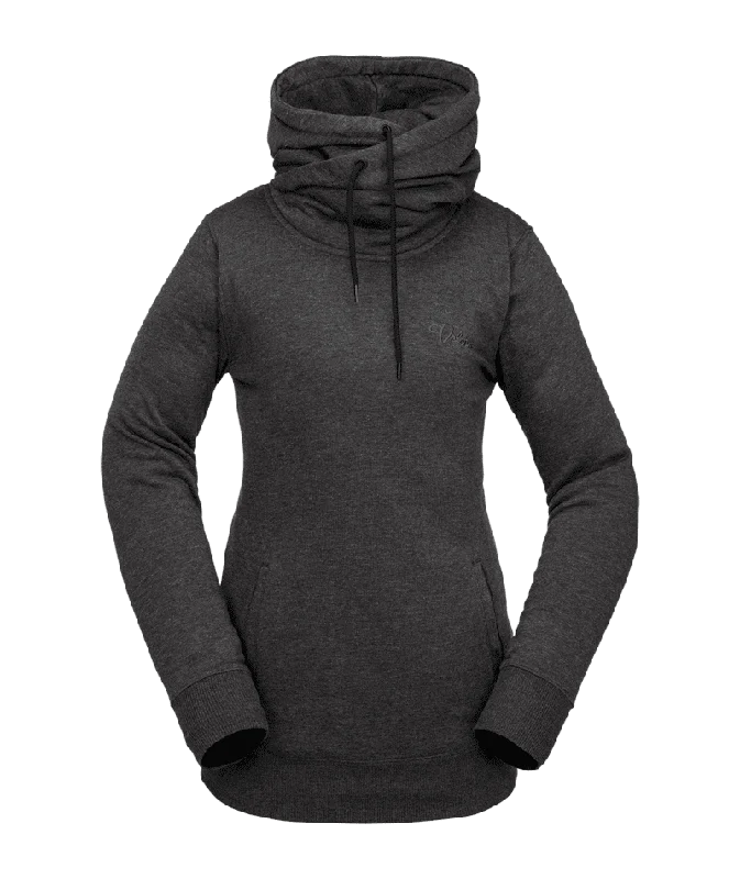 VOLCOM Women's Tower Pullover Fleece Black Boat Neck Sweater