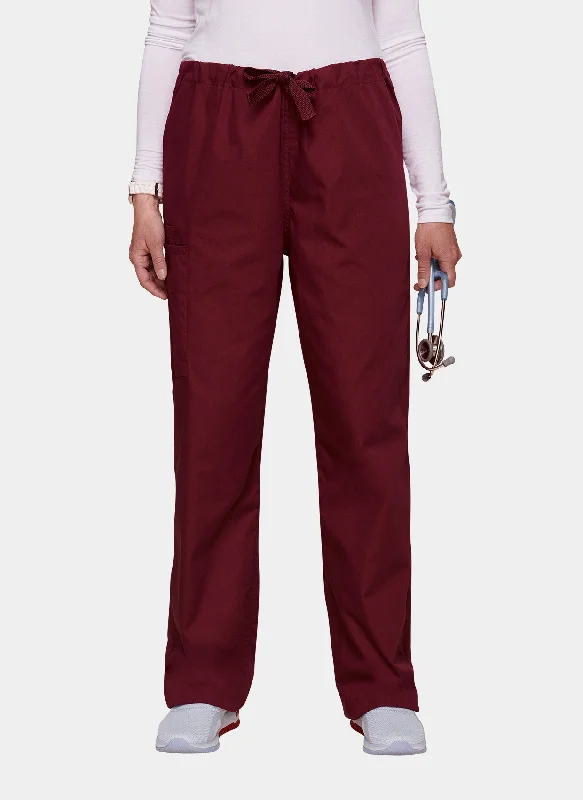 Cherokee Unisex Drawstring Scrub Trousers - Wine Trousers Ceremony Elegant