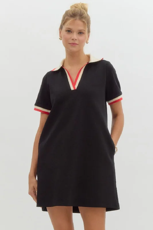 Solid Pullover Mini Dress Oblong Neck Pullover