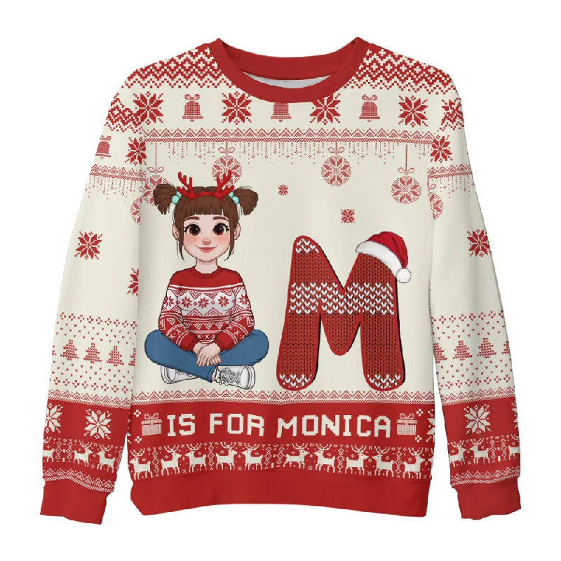 Personalized Christmas Gift For Daughter Ugly Sweater 35772 Ribbed Striped Patterned Personalized Christmas Gift For Daughter Ugly Sweater 35772 Ribbed Striped Patterned