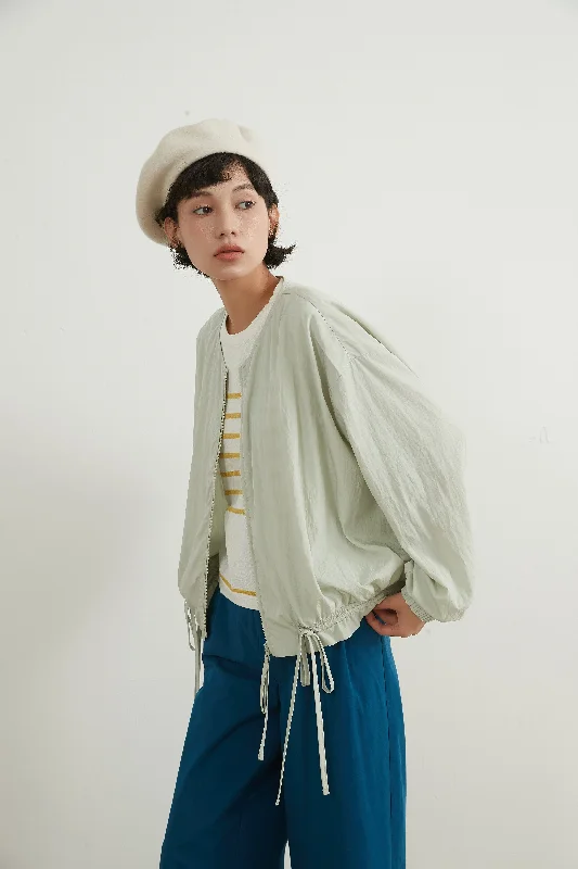 DRAW STRING HEM ZIP JACKET Wool Jacket Cashmere Jacket Tweed Jacket