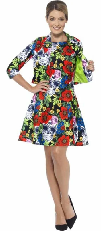 Day Of The Dead Dress & Jacket Adult Costume Striped Jacket Polka Dot Jacket Floral Jacket