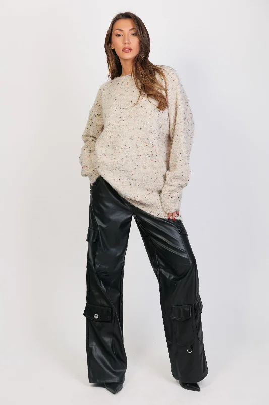Chunky Boat Neck Sweater Hooded Caped Shawl Collar