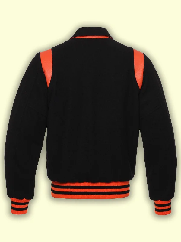 Black With Orange Varsity Jacket – Boneshia